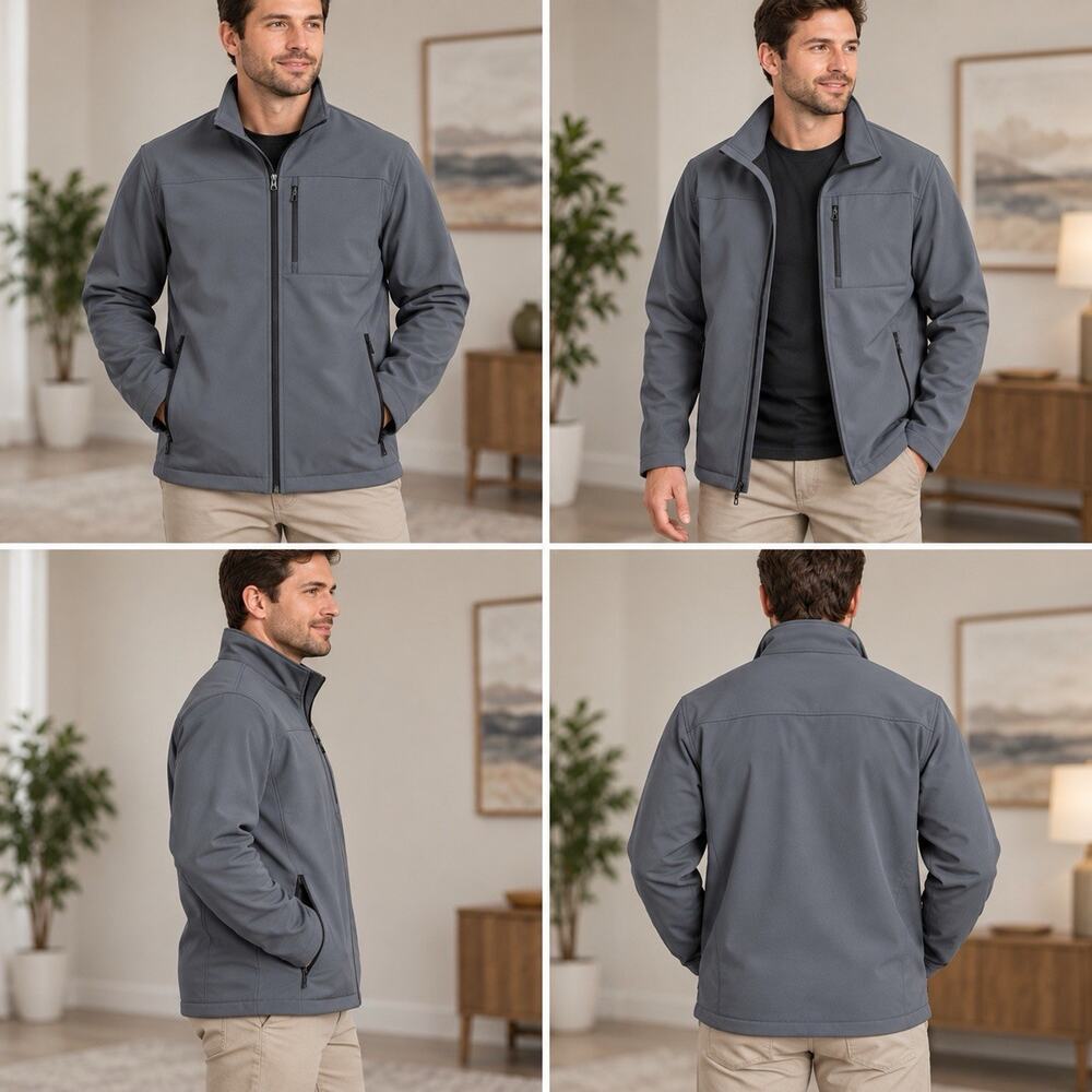 Swiss Tech Softshell Jacket Men’s XL Gray Full Zip Outdoor Performance
